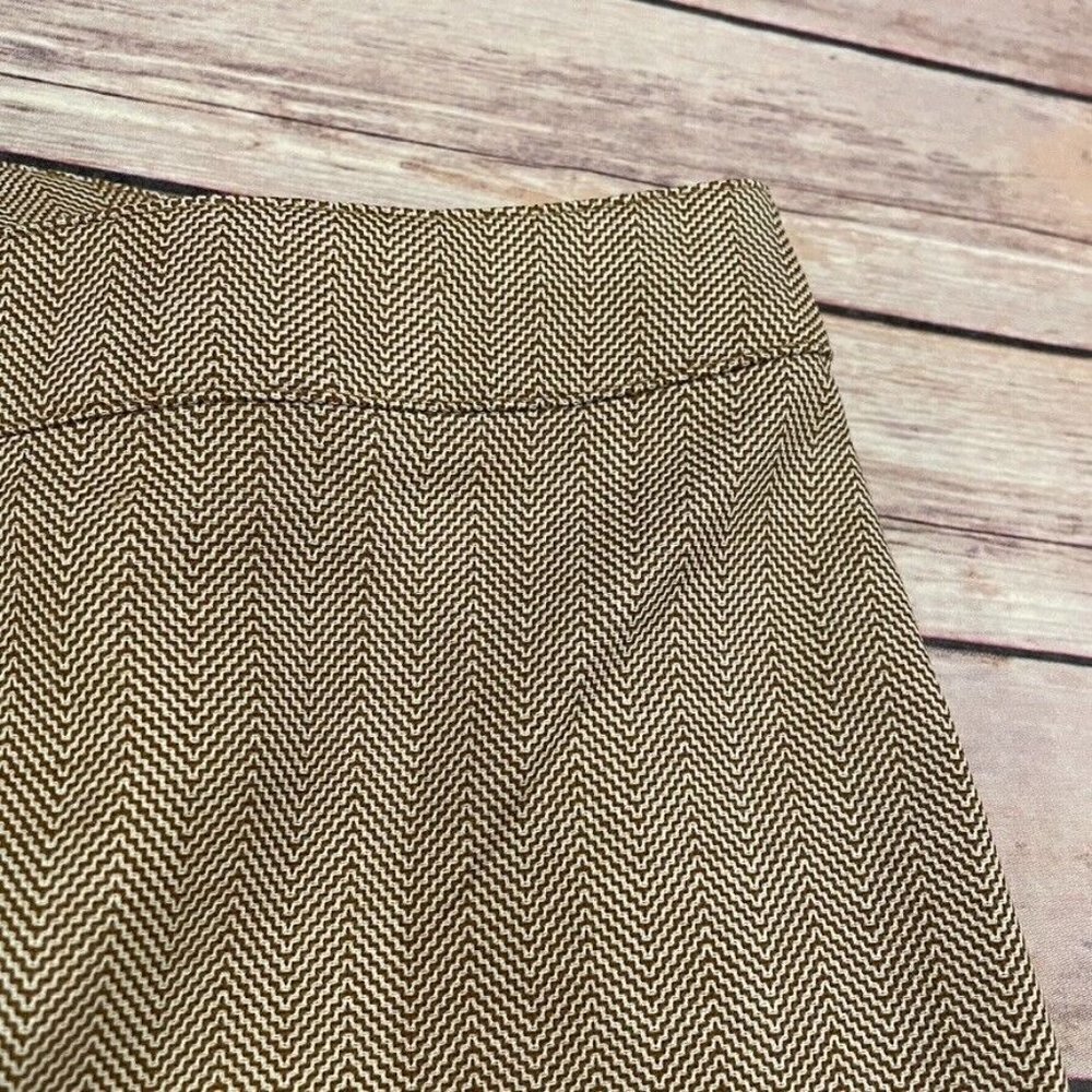 St John Herringbone Straight Leg Pants Crepe Cotton Blend Chevron - Picture 3 of 7